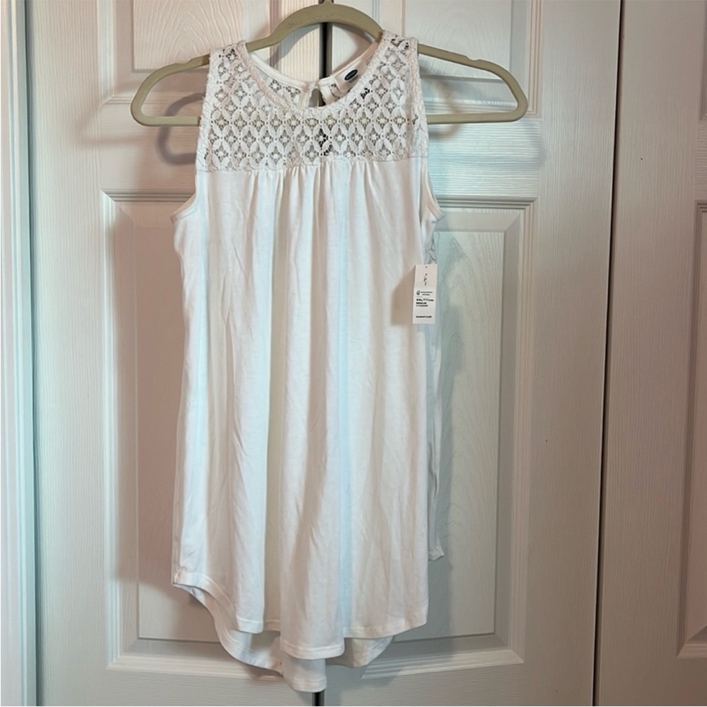 Old Navy White Lace Detail Tank Top